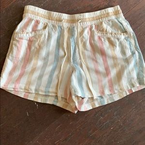 Striped linen shorts